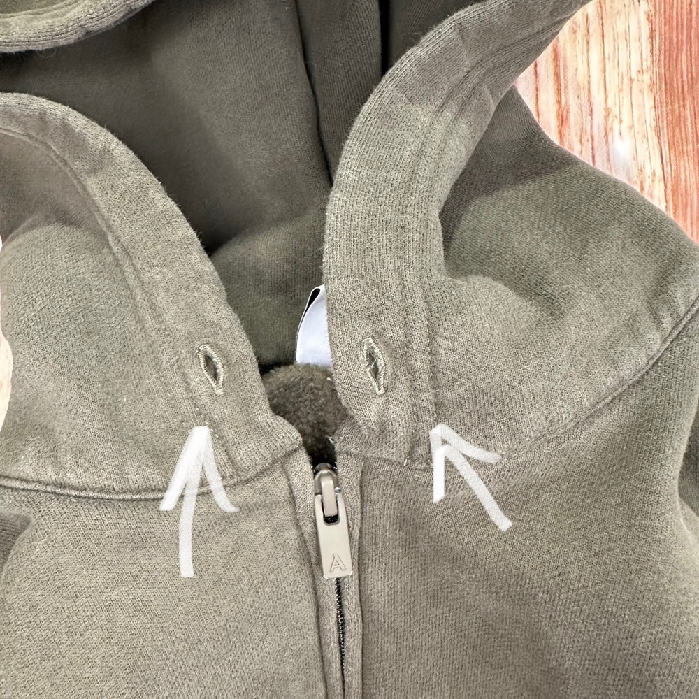 ARITZIA BOYFRIEND FIT SWEATFLEECE COZY FLEECE HOODIE OLIVE GREEN SIZE SMALL - Picture 6 of 16